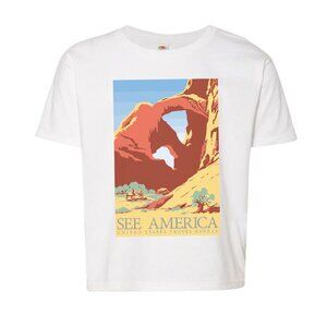 NWT Kids See America National Parks Crew Neck T-shirt - White